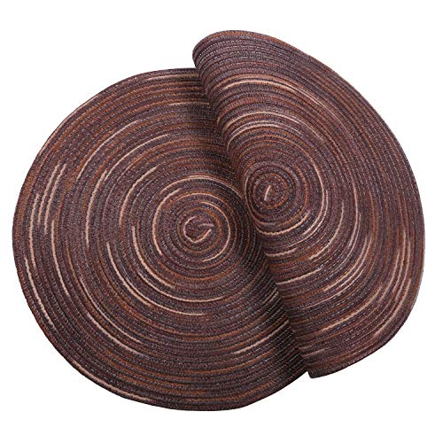 SHACOS Round Braided Placemats Set of 6 Washable Round Placemats for Kitchen Table 15 inch Round Table Mats (Beige, 6)