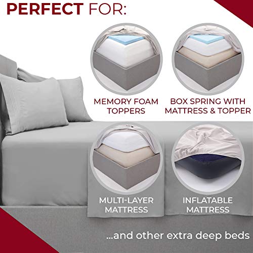 Mellanni King Size Sheet Set - Hotel Luxury 1800 Bedding Sheets & Pillowcases - Extra Soft Cooling Bed Sheets - Deep Pocket up to 16" Mattress - Wrinkle, Fade, Stain Resistant - 4 Piece (King, White)