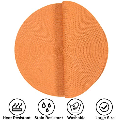 SHACOS Round Braided Placemats Set of 6 Washable Round Placemats for Kitchen Table 15 inch Round Table Mats (Beige, 6)