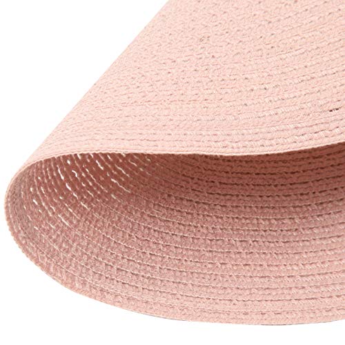 SHACOS Round Braided Placemats Set of 6 Washable Round Placemats for Kitchen Table 15 inch Round Table Mats (Beige, 6)