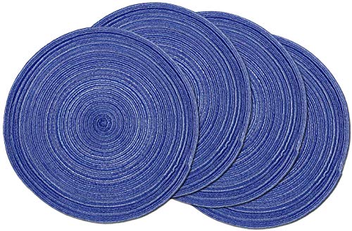 SHACOS Round Braided Placemats Set of 6 Washable Round Placemats for Kitchen Table 15 inch Round Table Mats (Beige, 6)