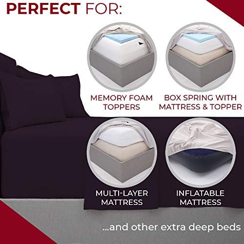 Mellanni King Size Sheet Set - Hotel Luxury 1800 Bedding Sheets & Pillowcases - Extra Soft Cooling Bed Sheets - Deep Pocket up to 16" Mattress - Wrinkle, Fade, Stain Resistant - 4 Piece (King, White)