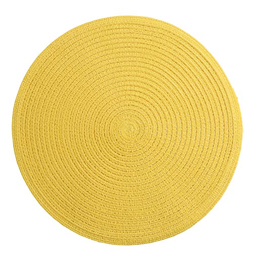 SHACOS Round Braided Placemats Set of 6 Washable Round Placemats for Kitchen Table 15 inch Round Table Mats (Beige, 6)