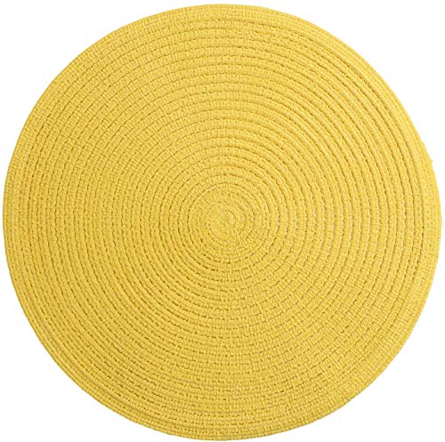 SHACOS Round Braided Placemats Set of 6 Washable Round Placemats for Kitchen Table 15 inch Round Table Mats (Beige, 6)