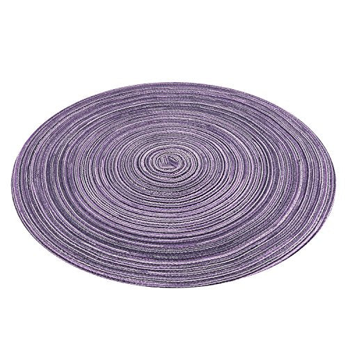 SHACOS Round Braided Placemats Set of 6 Washable Round Placemats for Kitchen Table 15 inch Round Table Mats (Beige, 6)