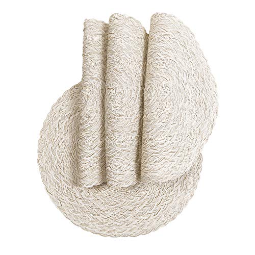 SHACOS Round Braided Placemats Set of 6 Washable Round Placemats for Kitchen Table 15 inch Round Table Mats (Beige, 6)