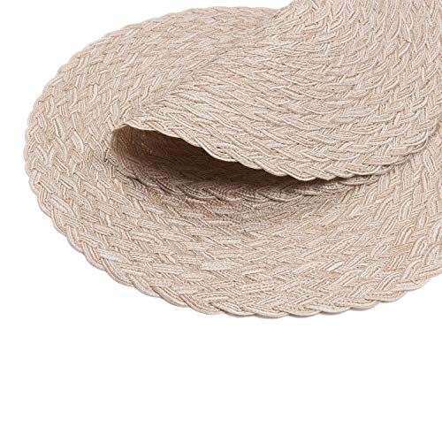 SHACOS Round Braided Placemats Set of 6 Washable Round Placemats for Kitchen Table 15 inch Round Table Mats (Beige, 6)