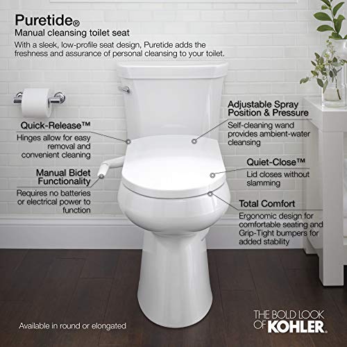 Kohler 5724-0 Puretide Toilet seat, Elongated, White