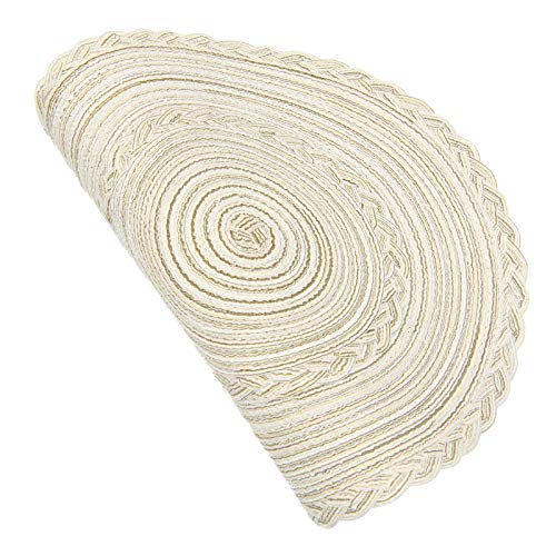 SHACOS Round Braided Placemats Set of 6 Washable Round Placemats for Kitchen Table 15 inch Round Table Mats (Beige, 6)