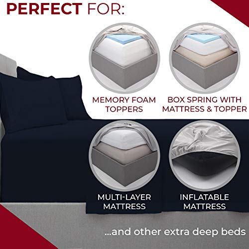 Mellanni King Size Sheet Set - Hotel Luxury 1800 Bedding Sheets & Pillowcases - Extra Soft Cooling Bed Sheets - Deep Pocket up to 16" Mattress - Wrinkle, Fade, Stain Resistant - 4 Piece (King, White)