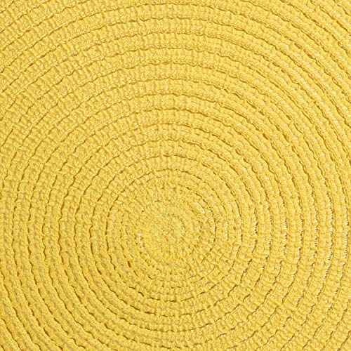 SHACOS Round Braided Placemats Set of 6 Washable Round Placemats for Kitchen Table 15 inch Round Table Mats (Beige, 6)