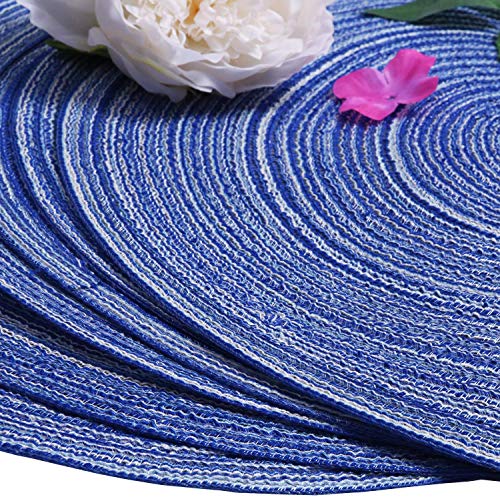 SHACOS Round Braided Placemats Set of 6 Washable Round Placemats for Kitchen Table 15 inch Round Table Mats (Beige, 6)