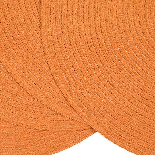 SHACOS Round Braided Placemats Set of 6 Washable Round Placemats for Kitchen Table 15 inch Round Table Mats (Beige, 6)