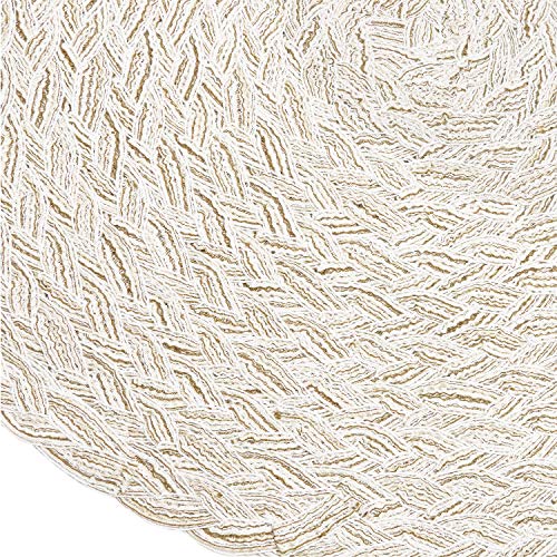 SHACOS Round Braided Placemats Set of 6 Washable Round Placemats for Kitchen Table 15 inch Round Table Mats (Beige, 6)