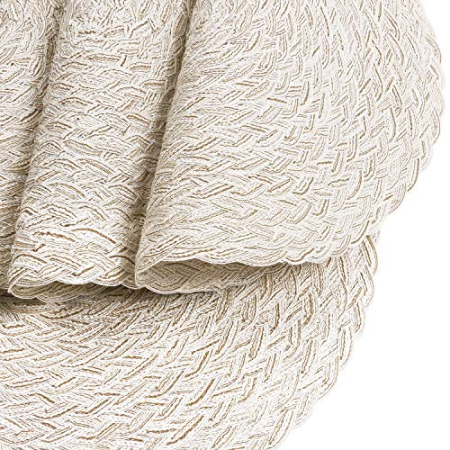 SHACOS Round Braided Placemats Set of 6 Washable Round Placemats for Kitchen Table 15 inch Round Table Mats (Beige, 6)