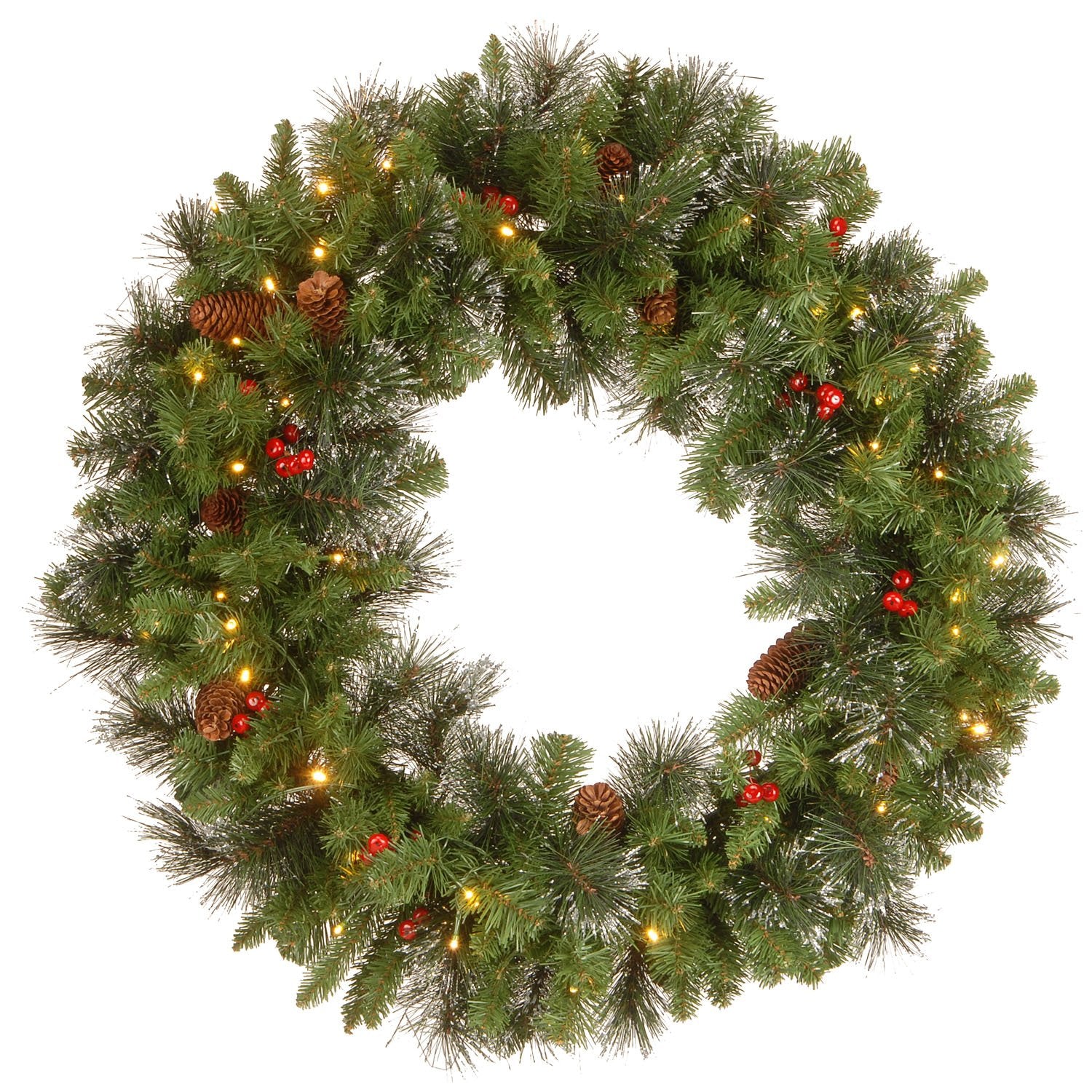 30" Crestwood Spruce Wreath with Battery Operated Warm White LED