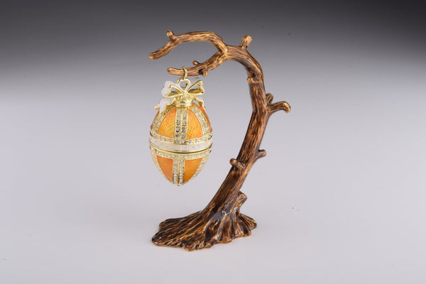 Orange Russian Egg Hanging of a Tree Branch