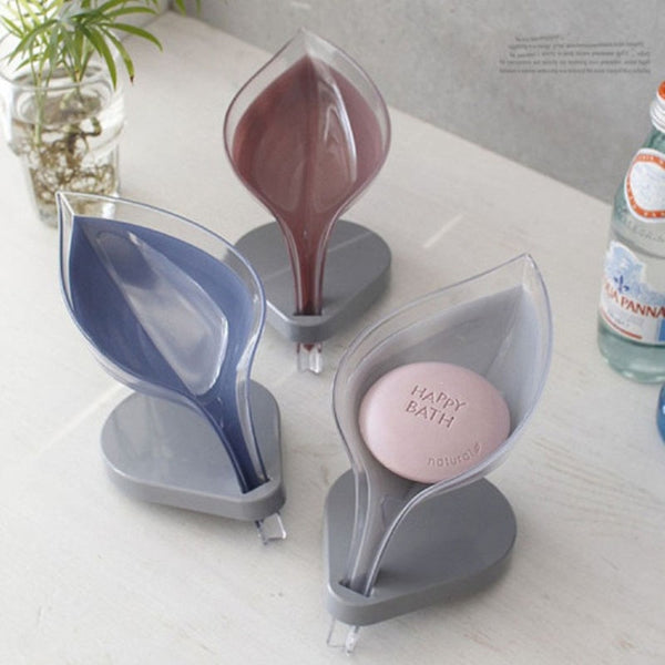 Creative 3D Leaf Soap Box Bathroom Double Layer Non-slip Drain Soap Holder Dish Case Soap Tray Bathroom Gadgets Accessories