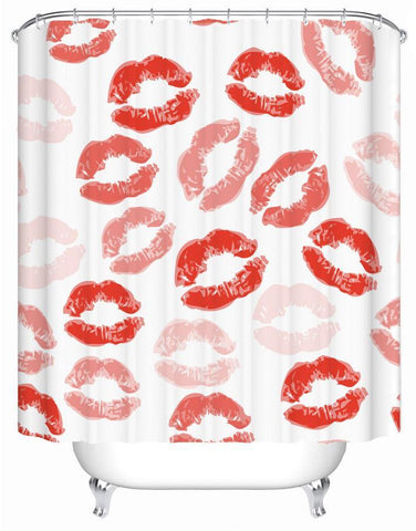 Red Lipstick Kisses Shower Curtain