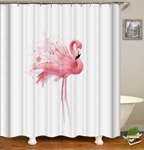 Single Flamingo Painting Shower Curtain