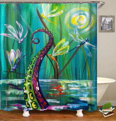 Dragonflies And OctopusвЂ™ Arm Shower Curtain