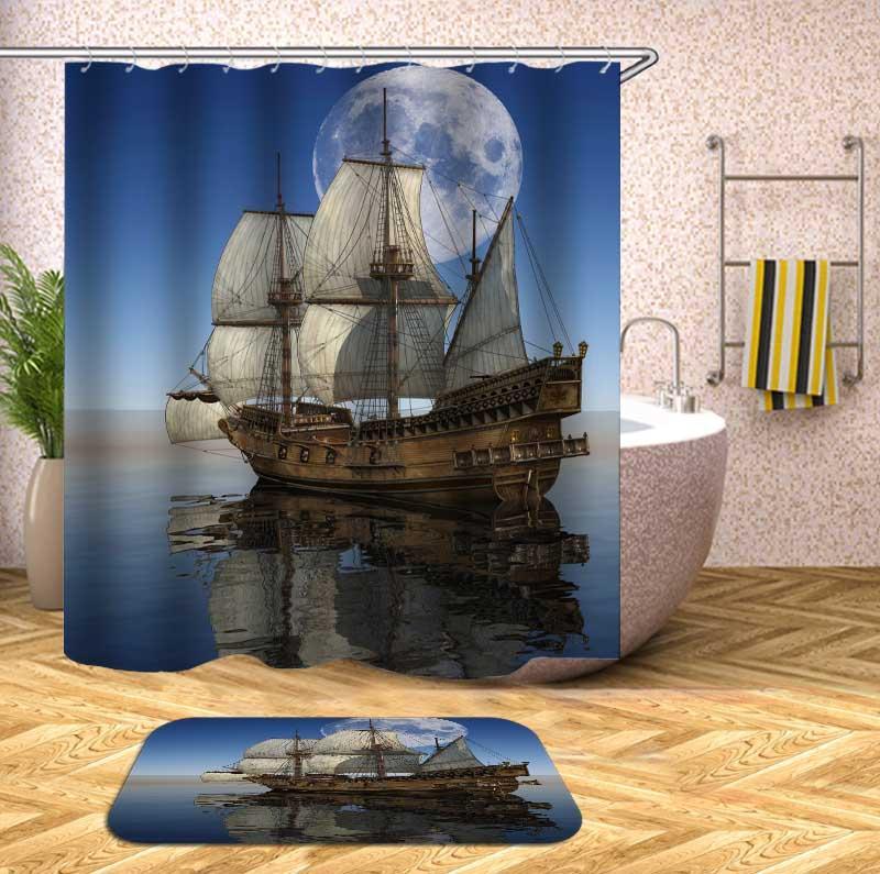 Old Style Sailing Ship Shower Curtain