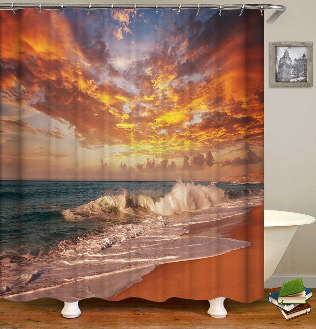 Sunset Skies Over The Ocean Shower Curtain