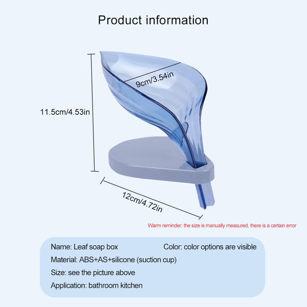 Leaf Shape Soap Box Bathroom Soap Holder Dish Storage Plate Tray  Plastic Sucker Non-slip Drainage Plastic Box Bathroom Supplies