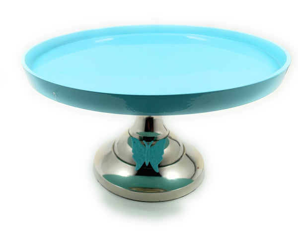 Cake Turquoise Stand with Turquoise Butterfly (10" Cake Holder)