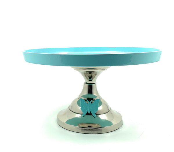 Cake Turquoise Stand with Turquoise Butterfly (10" Cake Holder)