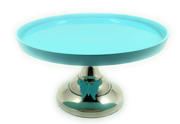 Cake Turquoise Stand with Turquoise Butterfly (10" Cake Holder)