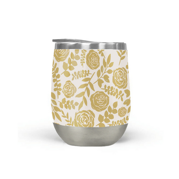 Gold Floral Wine Tumbler