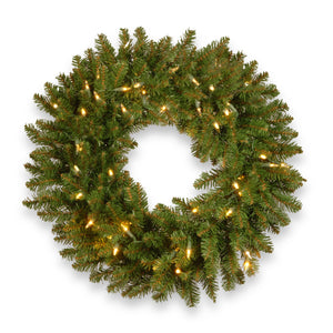 30" Kingswood Fir Wreath with Battery Operated Dual Color LED Lights