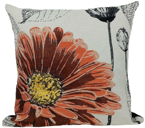 ML14938 Flower Emboridery Pillow, 18"x18"