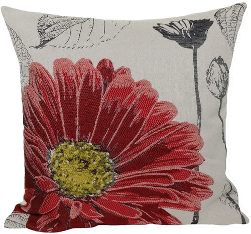 ML14938 Flower Emboridery Pillow, 18"x18"