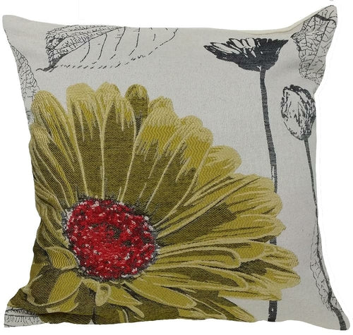 ML14938 Flower Emboridery Pillow, 18"x18"