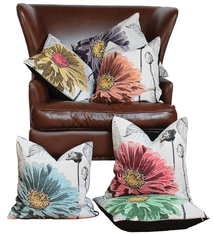 ML14938 Flower Emboridery Pillow, 18"x18"