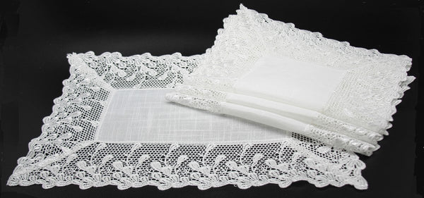 ML16148 Garden Trellece Lace Trim Placemats, 14"x20", Set of 4