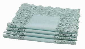 ML16148 Garden Trellece Lace Trim Placemats, 14"x20", Set of 4