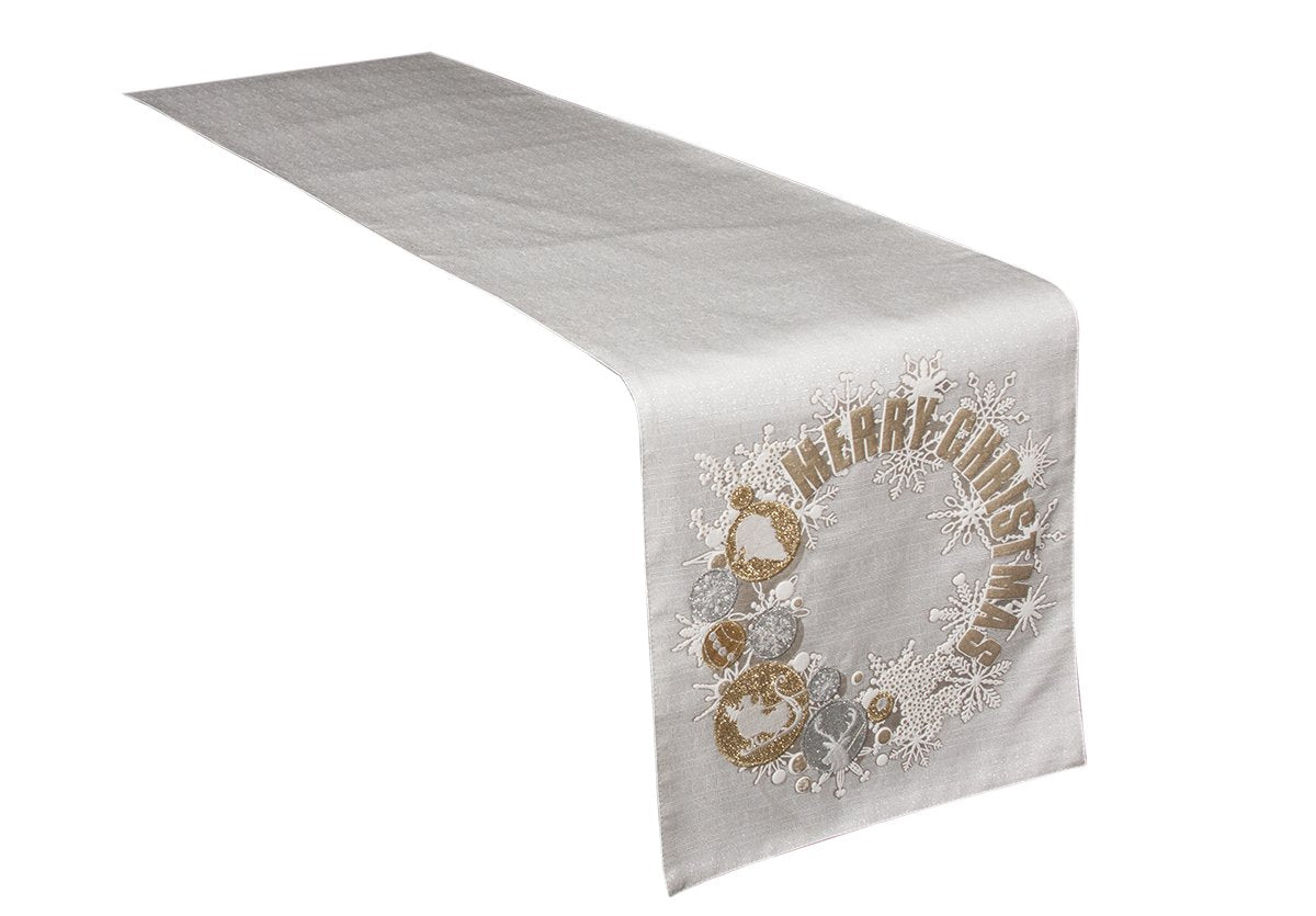 ML17119 Ornament Wreath Table Runner, 13.5"x72"