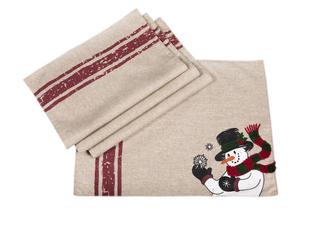 ML17127 Joyful Snowman Placemats,13"x18", Set of 4