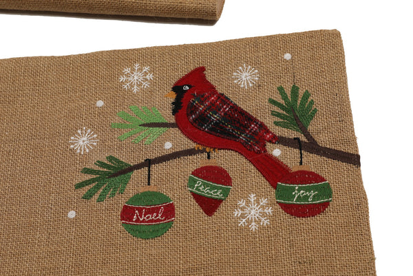 ML18926 Cardinal Noel Peace Joy Jute Placemats, 13''x19'', Set of 4