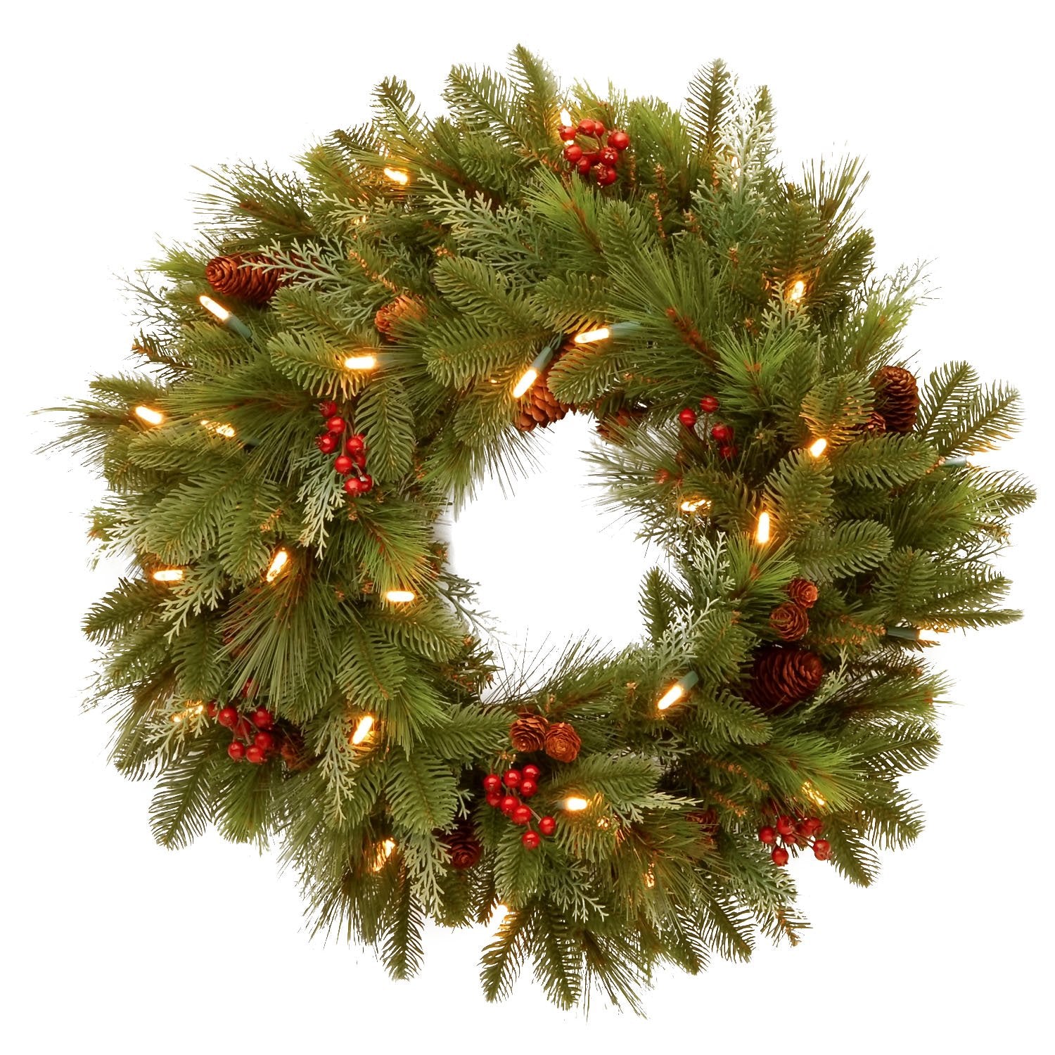 24" Noelle Wreath with 30 Soft White LED Battery Operated Lights