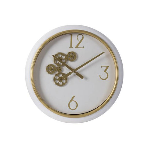 White And Gold Gear Clock