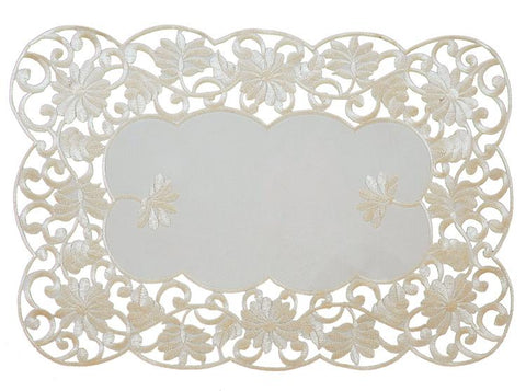 XD110733 Daisy Lace Placemats, 12"x18"Set of 4