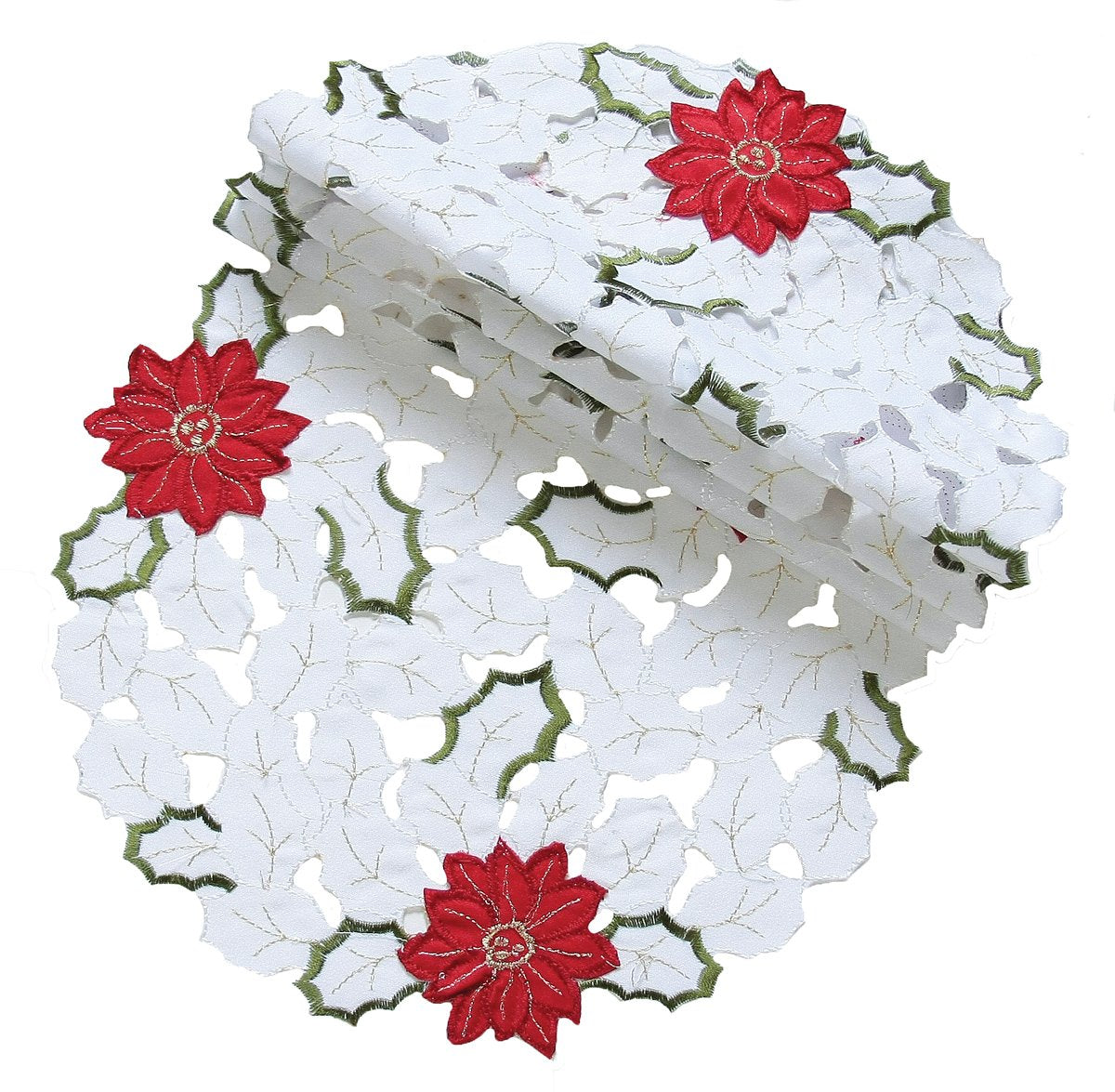 XD13024 Holiday Poinsettia Doilies, Set of 4