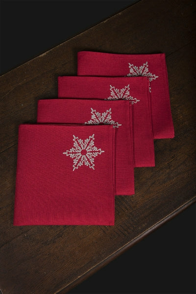 XD17141 Glisten Snowflake Napkins, 20"x20", Set of 4