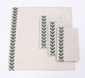 XD19203- Cute Leaves Crewel Embroidered Napkins 20 by 20-Inch, Pine