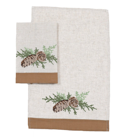 XD19882-Winter Pine Cones & Branches Crewel Embroidered Decorative