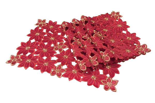 XD795022 Festive Poinsettia Placemats, 14''x20'', Set of 4